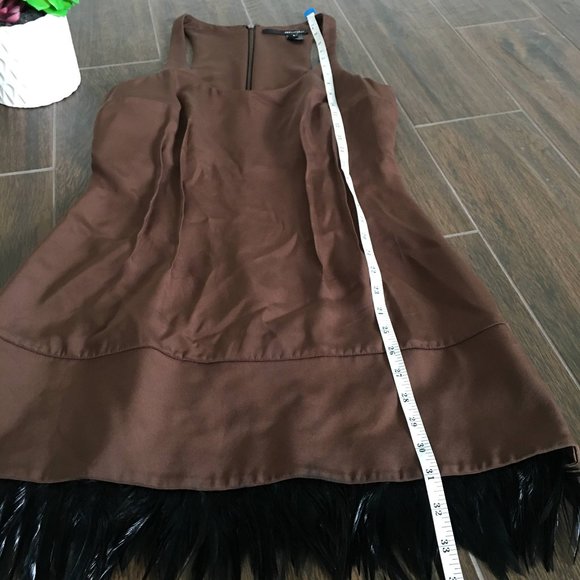 Jay Godfrey silk brown fitted feather cocktail 6 - Picture 4 of 8